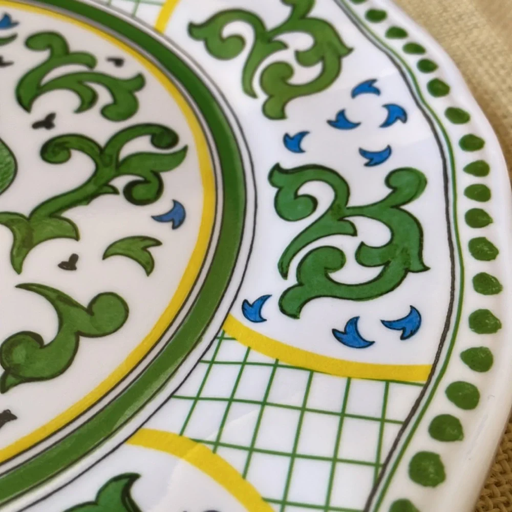 Sir La Table Melamine green Rooster Salad Plate 9”